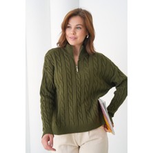 Venezia Giyim Yarı Fermuarlı Saç Örgü Kazak Regular Fit // V8650