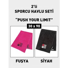Denizli Cotton 2'li Nakışlı Sporcu Havlusu Pamuklu, Ter Emici Fitness Plates Boks Tenis Spor Havlusu
