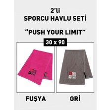 Denizli Cotton 2'li Nakışlı Sporcu Havlusu Pamuklu, Ter Emici Fitness Plates Boks Tenis Spor Havlusu