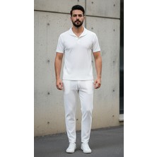 Fifty Color Erkek Trend Yazlık Rahat Kalıp Bürümcük Kumaş Kısa Kollu Tshirt ve Pantolon Takım