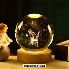 Mbb E-Ticaret Küçük Prens Temalı Büyük Boy Işıklı Cam Küre Ahşap Stand