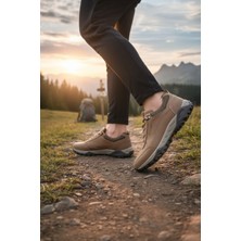 Enoch Hakiki Deri Kum Renk Outdoor Bağcıklı Dağ ve Yürüyüş Erkek Ayakkabı