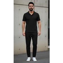 Fifty Color Erkek Trend Yazlık Rahat Kalıp Bürümcük Kumaş Kısa Kollu Tshirt ve Pantolon Takım