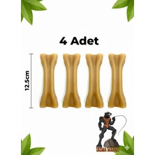 Feyza Design 4 Adet 12.5 cm Doğal Sığır Derisi Köpek Çiğneme Kemiği Seti