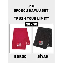 Denizli Cotton 2'li Nakışlı Sporcu Havlusu Pamuklu, Ter Emici Fitness Plates Boks Tenis Spor Havlusu