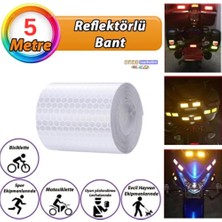 Reflektörlü Reflektif Fosforlu Şerit Bant Petekli Reflekte Ikaz Bandı 5 cm x 5 Metre Beyaz