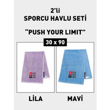 Denizli Cotton 2'li Nakışlı Sporcu Havlusu Pamuklu, Ter Emici Fitness Plates Boks Tenis Spor Havlusu