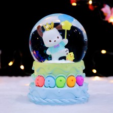 PremiumPort Mutlu Ayıcık Temalı Işıklı Müzikli Püskürtmeli Kar Küresi Mavi