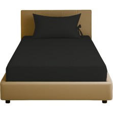 Sabia Soft Touch %100 Pamuk 62 Tel (155 Tc) Tek Kişilik Düz Çarşaf Seti – 160X240 cm Siyah
