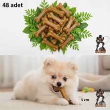 Feyza Design Köpek Kemiği 48 Adet, 5 cm Doğal Sığır Derisi Çiğneme ve Ödül Kemiği