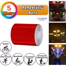 Reflektörlü Reflektif Fosforlu Şerit Bant Petekli Reflekte Ikaz Bandı 5 cm x 5 Metre Kırmızı