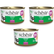 Schesir Tavuklu Broth Pişirme Suyunda Tamamlayıcı Kedi Konservesi 70 Gr. x 3 Adet