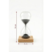 Mbb E-Ticaret Manyetik Kum Saati Mıknatıslı Ahşap Standlı Dekoratif Masaüstü Hediyelik Süs Eşyası (14 Cm)