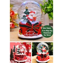 PremiumPort Yılbaşı Temalı Kar Küresi, Işıklı ve Müzikli, 16 Cm, Noel ve Çam Ağacı Süsü