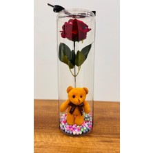 Ekonomik Sepeti Sevgililer Günü Için Şık Tasarımıyla Turuncu Ayı Gül Buket