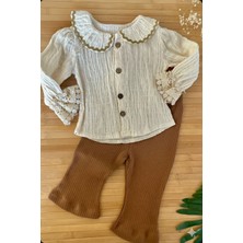 Kız Bebek Müslin Bluz Fitilli Pantalon