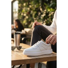 Enoch Hakiki Deri Beyaz Burun Delikli Modern Erkek Sneaker