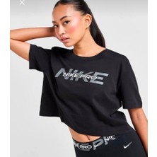 Nike Pro Graphic Cropped Training Short-Sleeve Siyah Kadın T-Shirt HF0762-010
