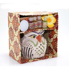 PremiumPort Şık Seramik Baykuşlu Buhurdanlık Seti, Ev Dekorasyonuna Zarif Dokunuş