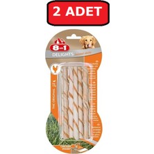 Feyza Design 8'li Kemik Delights Köpekler Için Twisted Sticks, Tavuklu, 2 Adet
