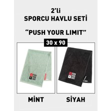 Denizli Cotton 2'li Nakışlı Sporcu Havlusu Pamuklu, Ter Emici Fitness Plates Boks Tenis Spor Havlusu