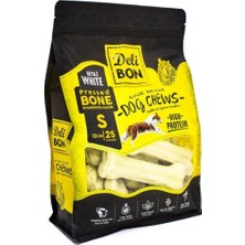 Feyza Design Beyaz Deri Pres Kemik Köpek Ödülü, 12 Cm, 25 Adet, Sağlıklı ve Lezzetli