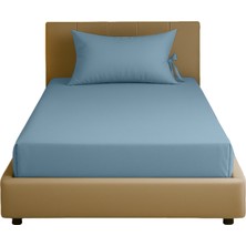 Sabia Soft Touch %100 Pamuk 62 Tel (155 Tc) Tek Kişilik Düz Çarşaf Seti – 160X240 cm Mavi