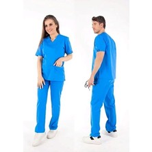 Uçak Medikal Royal Mavi Terikoton Takma Kol Takım (Likrasız Kumaş)