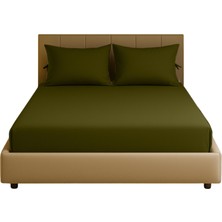 Sabia Soft Touch %100 Pamuk 62 Tel 200X200 cm +37 cm Yüksekliğe Kadar Uygun Battal Boy Lastikli Çarşaf Seti Koyu Yeşil