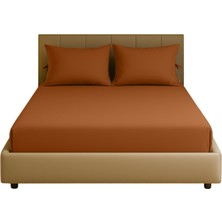 Sabia Soft Touch %100 Pamuk 62 Tel 160X200 cm +37 cm Yüksekliğe Kadar Uygun Çift Kişilik Lastikli Çarşaf Seti Kiremit
