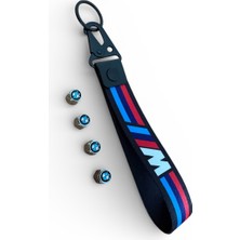 Bmw Mmm Logo Bez Anahtarlık ve 4 Adet Metal Bmw Logo Sibop Kapak Takım