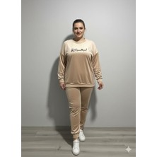 Boston Büyük Beden Kadife Baskılı Pijama Takımı