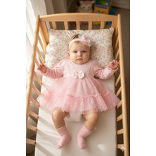 Miniday Baby Kız Bebek Mevlütlük Elbise Bandanalı Dantelli Yeni Doğan Hastane Çıkışı Gelinlik Abiye Mevlitlik 4016