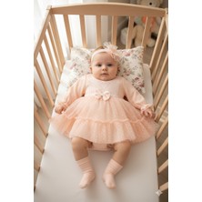 Miniday Baby Kız Bebek Mevlütlük Elbise Bandanalı Dantelli Yeni Doğan Hastane Çıkışı Gelinlik Abiye Mevlitlik 4016