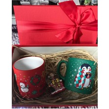 PremiumPort Yılbaşı Temalı Kar Küresi ve Iki Kişilik Kahve Fincanı Seti