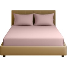 Sabia Soft Touch %100 Pamuk 62 Tel 180X200 cm +37 cm Yüksekliğe Kadar Uygun Battal Boy Lastikli Çarşaf Seti Pudra