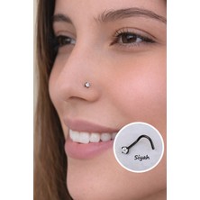 Sacce Scarves & Accessories 316 L Çelik Siyah Renkli Tektaş Hızma Burun Piercingi Nostril Screw