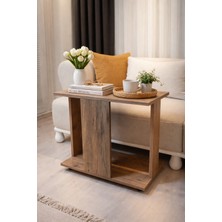 Yan Sehpa-Laptop Sehpası-Tekerlekli-Atlas Çam