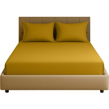 Sabia Soft Touch %100 Pamuk 62 Tel 160X200 cm +37 cm Yüksekliğe Kadar Uygun Çift Kişilik Lastikli Çarşaf Seti Hardal