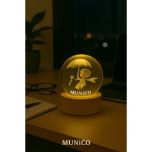 PremiumPort Küçük Prens Temalı Cam Küre, Ahşap Altlık, Işıklı, Masa Üstü Dekorasyon