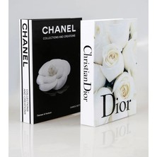 2'li Beyaz Gül/gül Dekoratif Kitap Kutu