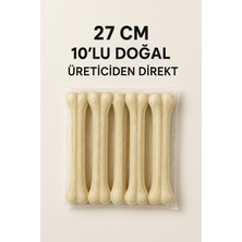 Feyza Design Beyaz Pres Kemik 10'lu, 27 Cm, Dayanıklı ve Sağlıklı Köpek Oyuncağı