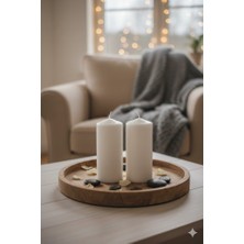 Muka Blok Uzun Mum Natürel Beyaz 70 saat yanar 19 cm, 2 Adet Gönderilecektir.