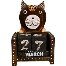 PremiumPort Sevimli Ahşap Kedi Takvimi, Dekoratif ve Pratik Günlük Planlayıcı