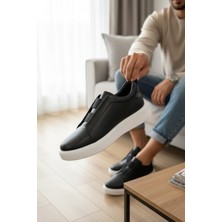 Enoch Hakiki Deri Kalın Tabanlı Bağcıksız Lastikli Erkek Sneaker Ayakkabı