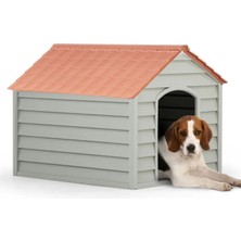 Feyza Design Dış Mekan Suya Dayanıklı Plastik Köpek Kulübesi Kahverengi