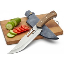 Sürlaz Profesyonel Outdoor Kamp Bıçağı 27 cm – Ahşap Saplı, Deri Kılıf Hediyeli Dayanıklı Çok Amaçlı Doğa Kamp ve Açık Hava Ekipmanı