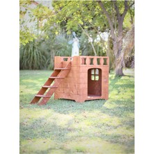 Feyza Design Ahşap Dublex Köpek Kulübesi Teraslı, Şık ve Dayanıklı Hayvan Evi