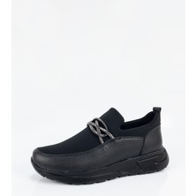 Aktaş Ayakkabı Kadın Siyah Ortopedik Yüksek Tabanlı Taş Detaylı Babet