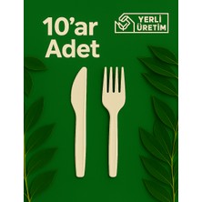 Ekolojik Ambalaj Doğa Dostu Organik Çatal-Bıçak Sofra-Piknik Seti 20 Parça | Yıkanabilir Sert Malzeme